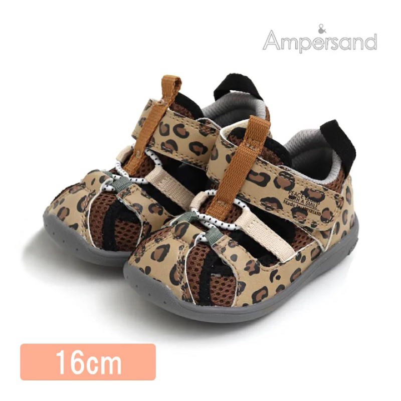 日本 ifme × ampersand 聯名款 水涼鞋 豹紋 16cm 童鞋 機能鞋 水陸涼鞋