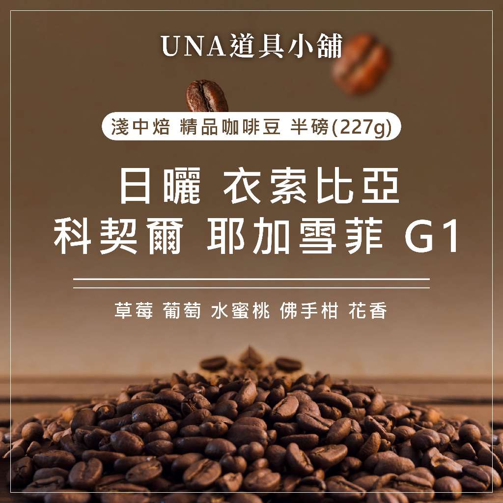 【烘焙前後人工挑除瑕疵豆】日曬 衣索比亞 科契爾 耶加雪菲 G1 咖啡豆 半磅 227g