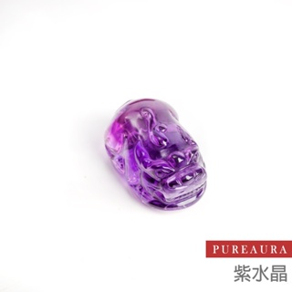 【Pureaura ® 純粹水晶寶石】頂端高火光近淨體紫水晶貔貅中小型雕件