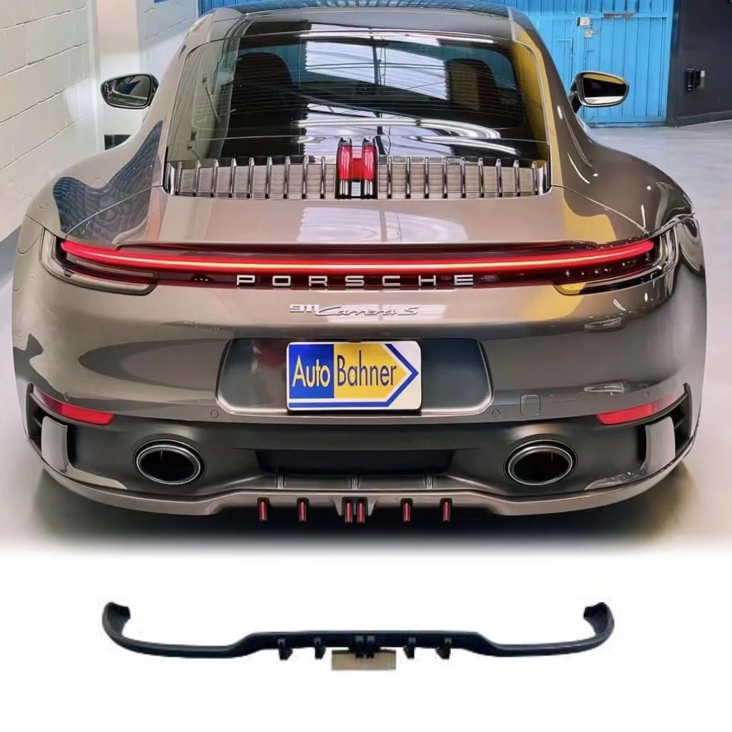 適用於Porsche 911 992 乾式碳纖維Techart樣式-乾碳後下巴 泰卡特Techart乾碳後唇 後擾流套件