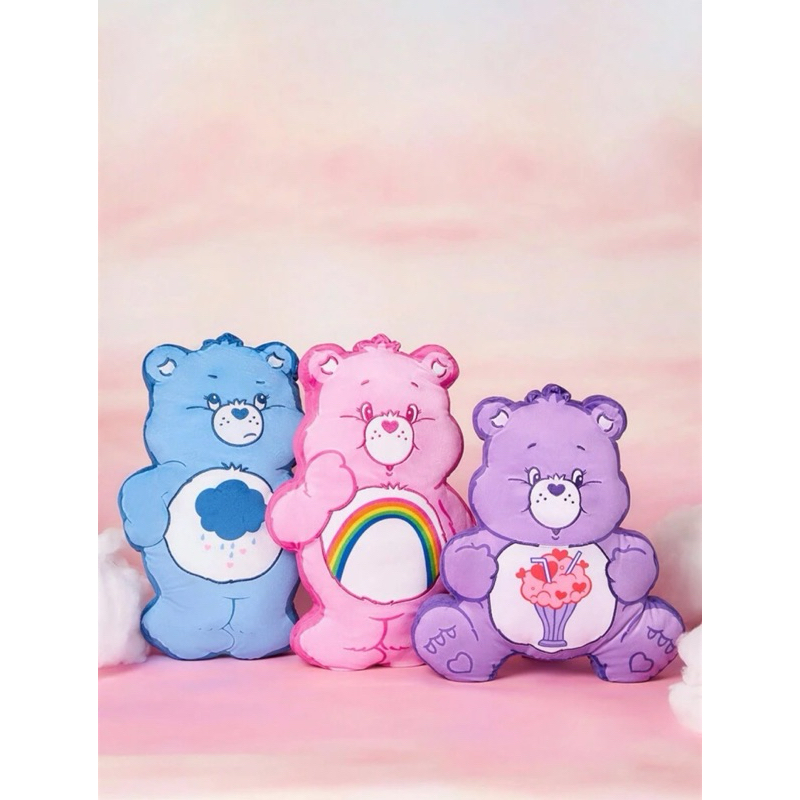 台灣出貨❣️Care Bears 彩虹熊 愛心熊繡製 藍色/粉色/紫色 絨布抱枕 靠枕 枕頭