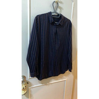 uniqlo 藏青條紋襯衫