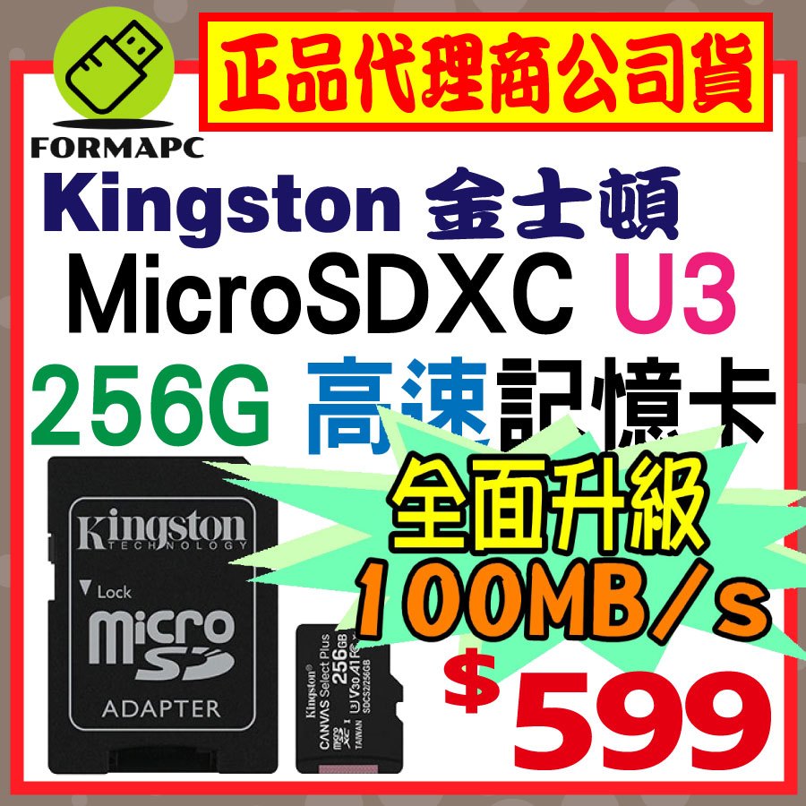 【SDCS2】金士頓 Canvas Select Plus microSD SDXC 256G 256GB TF 記憶卡