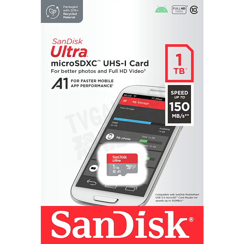 SANDISK ULTRA TF 1T 1TB MICROSD 記憶卡 讀150MB/S 台灣公司貨 【台中恐龍電玩】