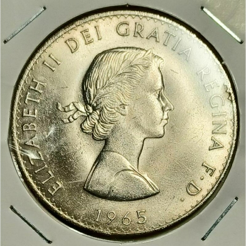 1965年 英國  正面伊莉莎白二世\背面邱吉爾  大型紀念幣