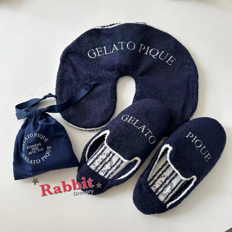 🎉小兔雜貨🐰🎉日本Gelato pique 2024春夏系列貴族感旅行頸枕/眼罩/拖鞋