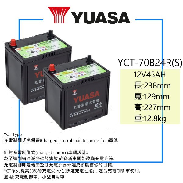 「全新現貨」YUASA 湯淺電池46B24RS 55B24RS 60B24RS加強70B24RS充電制御電池