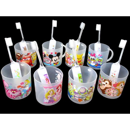 日本原裝 A64 迪士尼卡通系列 兒童漱口杯 附牙刷  米奇米妮玩總維尼奇蒂麥坤公主 漱口杯 杯子也可以當飲料杯 冷水杯