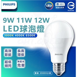 飛利浦LED燈泡 易省 12W 11W 9W LED 燈泡 球泡 護眼 無藍光 投射燈 E27燈泡 高亮度