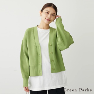 Green Parks 羅紋針織蓬鬆感落肩前扣開衫(6A33L2D0400)