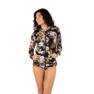 HURLEY｜女 HIGHLAND TROPICS ZIP RASHGUARD 連帽拉鍊防磨衣