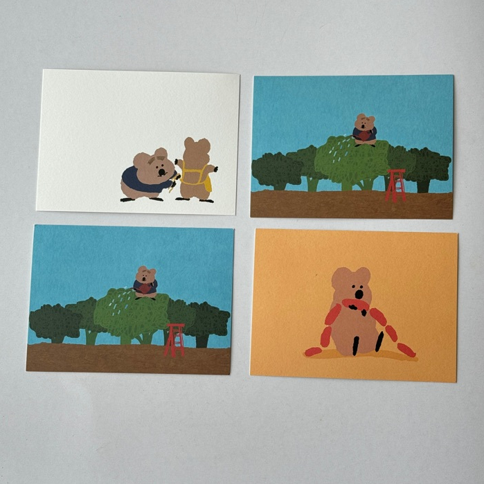 現貨當天寄出🇰🇷🍑 DINOTAENG 明信片 生日卡片 矮袋鼠 QUOKKA 軟糖小熊 BOBO 棉花糖 卡片  賀卡