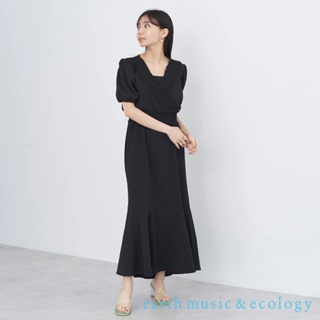 earth music&ecology 【SET ITEM】短版V領蓬袖上衣+魚尾剪裁吊帶洋裝(1M36L0H0240)