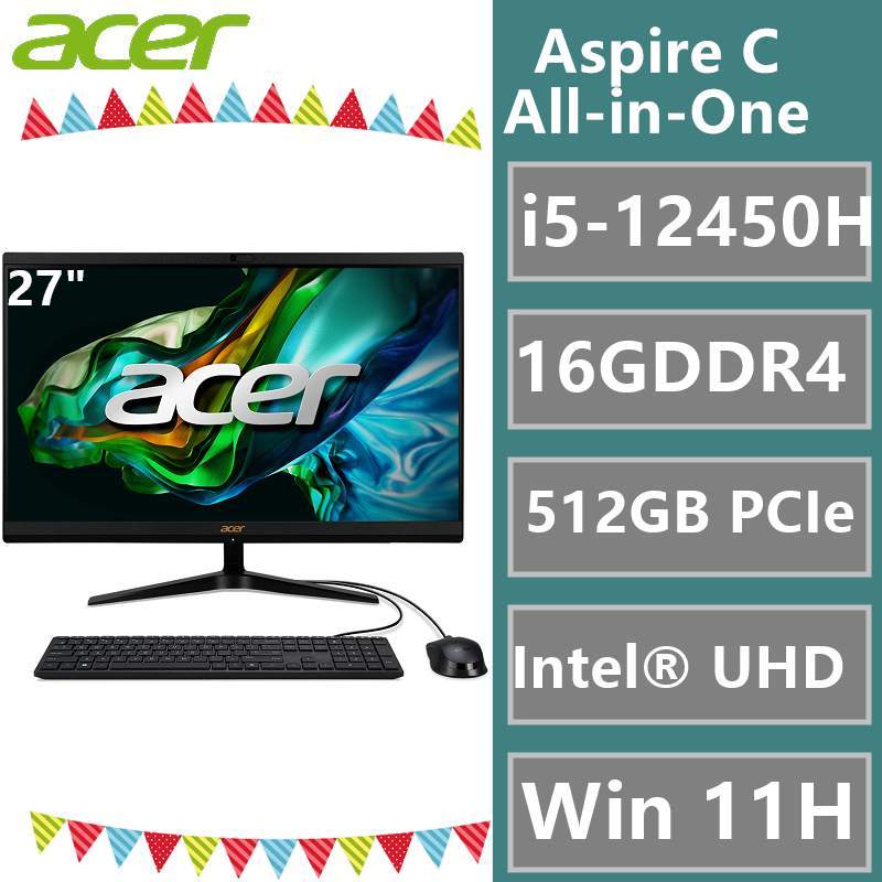 ACER All-in-One C27-1800 (i5-12450H/27吋 DQ.BM3TA.002 奇異果3C