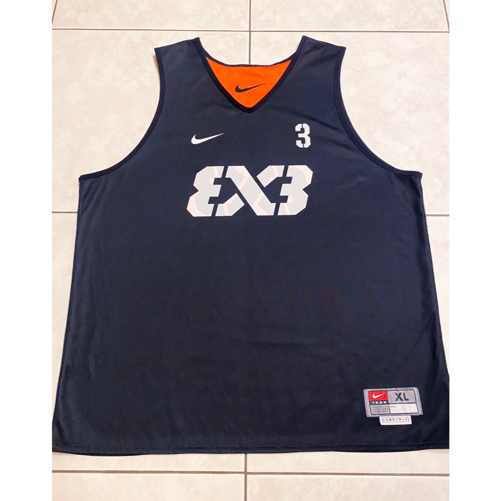 低價出清 絕版收藏 NIKE 國外購入正品 台灣未發 3X3 籃球 雙面球衣 黑橘 XL改L #3