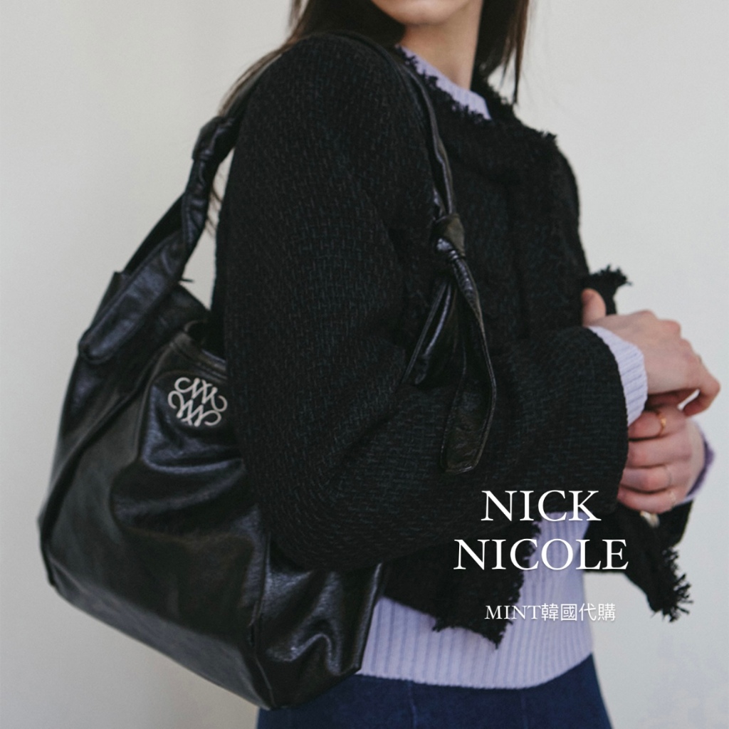MINT韓國代購🇰🇷 Nick&amp;Nicole肩背包 扭結背帶 SQUARE SHOULDER BAG 兩色/ 韓國現貨