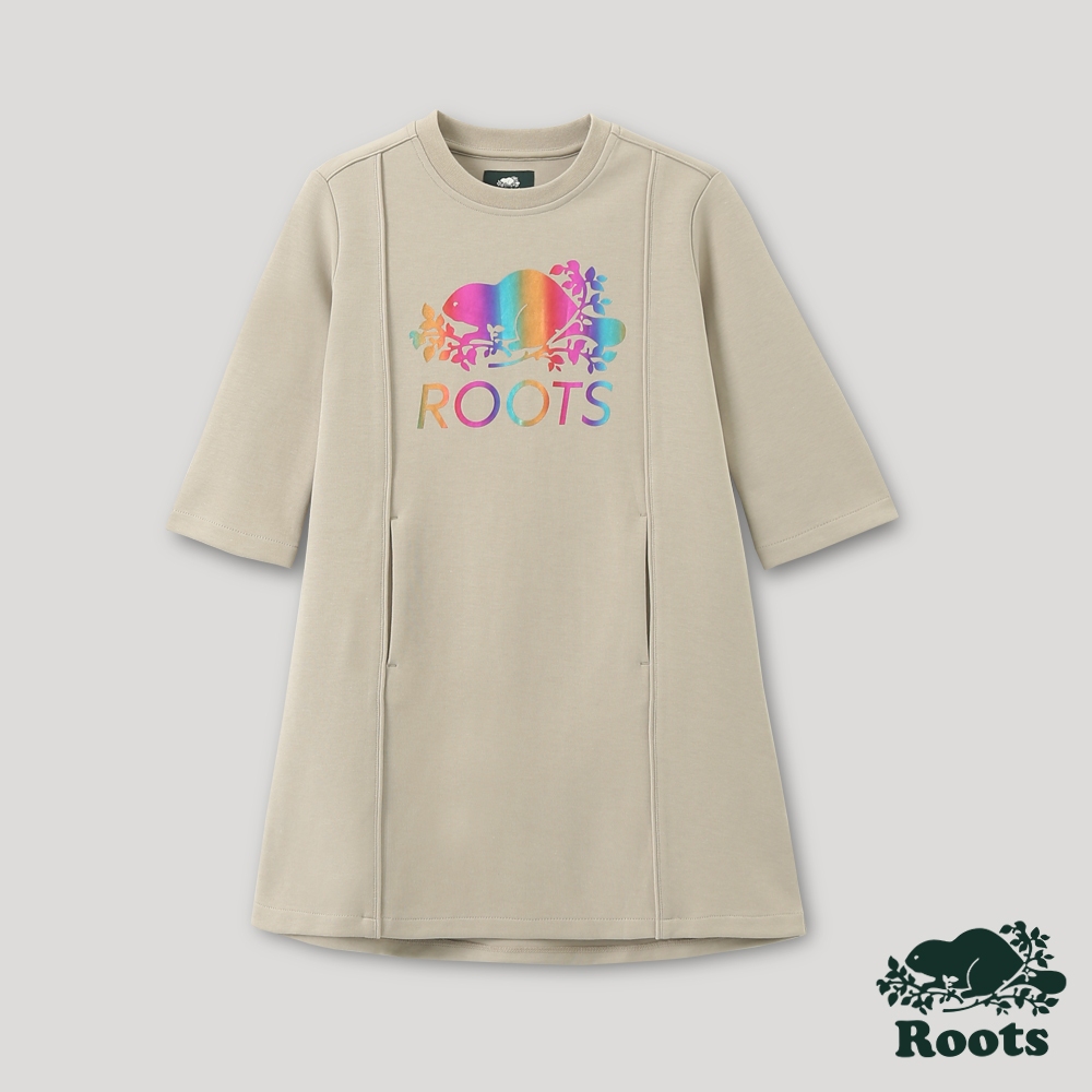 【Roots】大童-宇宙探索系列 彩虹海狸七分袖洋裝