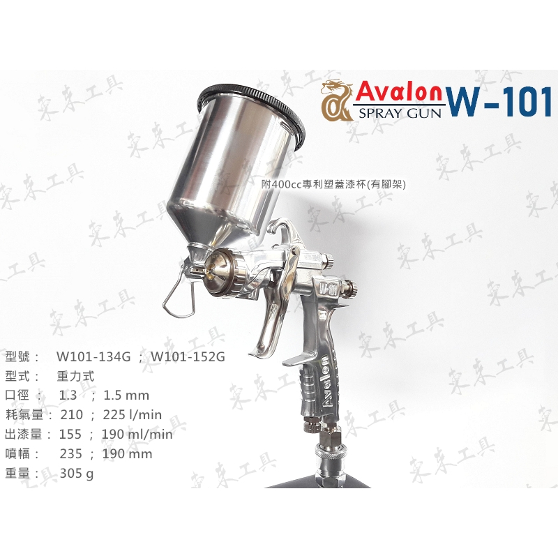 配件3選1 AVALON 1.3 1.5 台灣製造 W101 重力式噴槍 附漆杯 亞洲龍 高霧化 噴漆槍 烤漆 木工