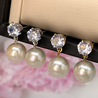 🎀小小飾品🎀原創手作天然珍珠耳環澳白珍珠正品閃耀莫桑石耳釘S925銀針近正圓珠光亮送禮珍藏