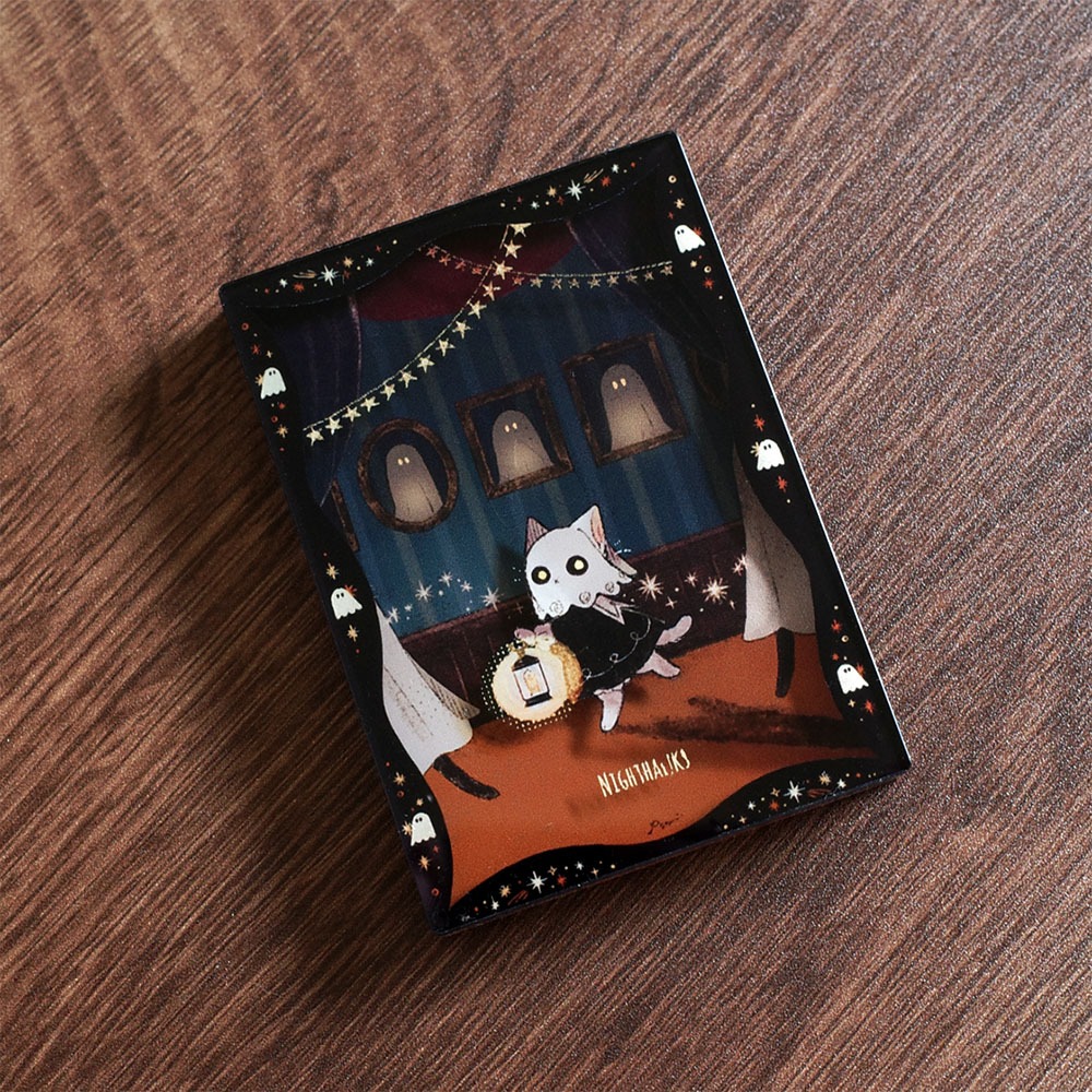 【鹿比雜貨】pani插畫「 夜巡幽靈 🕯️ 景深迷你畫 」壓克力 擺件 童話風 文創禮品