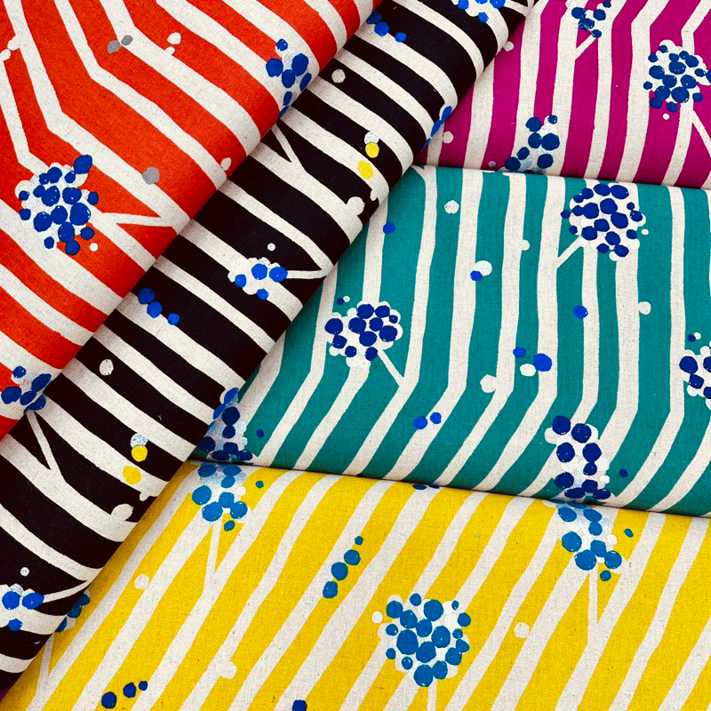 【大同布行】KOKKA 古家悦子 設計師款 日本棉麻布 日本布 進口布 線條 捧花 適用於抱枕、衣褲、桌巾、佈景、布料