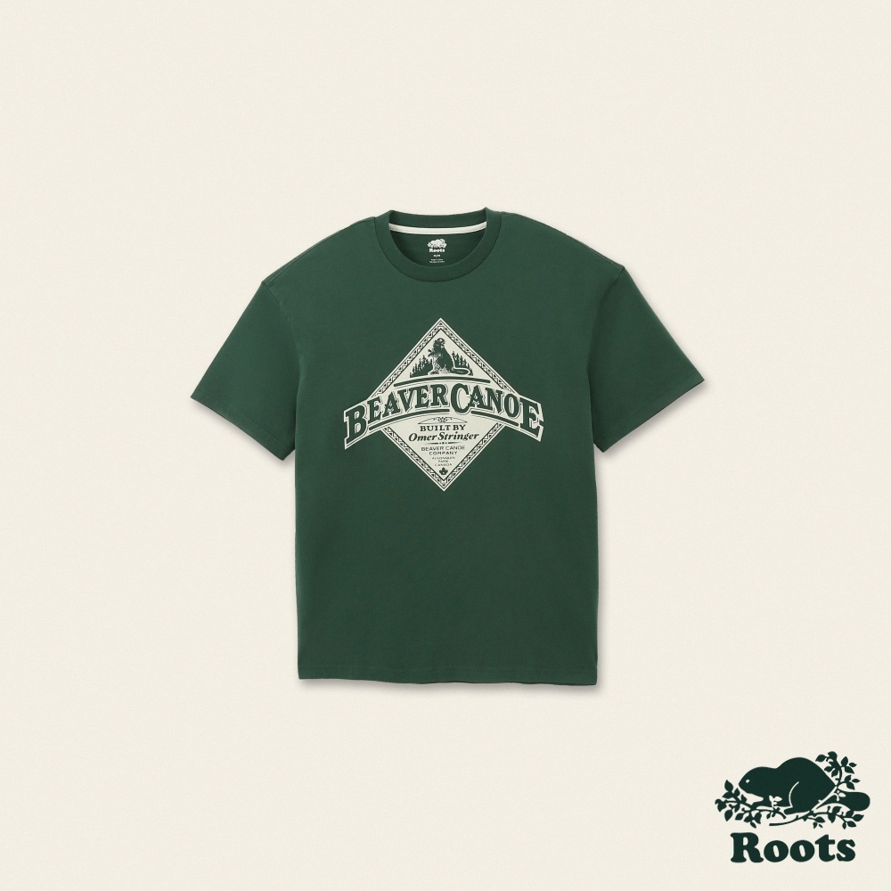 【Roots】男裝-海狸獨木舟系列 寬版有機棉短袖T恤