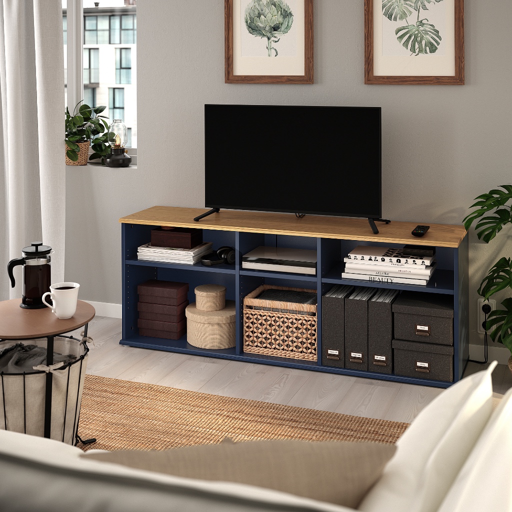 北歐風格IKEA宜家SKRUVBY電視櫃五斗櫃抽屜櫃收納櫃邊櫃/156x38x60/黑藍色/二手八成新/特$2680