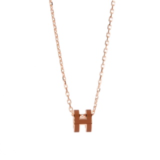HERMES mini Pop H立體簍空橢圓項鍊(棕/金)371008-15