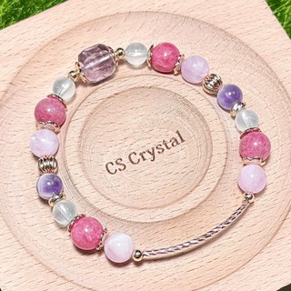 CS Crystal 編號686 - 透體紫水晶+櫻花雨薔薇輝石+紫鋰輝石+夢幻虎牙紫水晶+透體海藍寶設計款