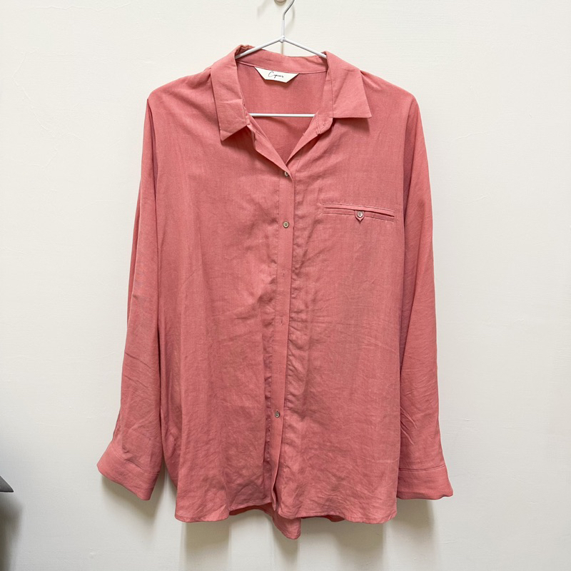 【DuDu】韓國Copiner高飽和天絲亞麻休閒襯衫（粉色·防曬罩衫·漂亮歐膩）