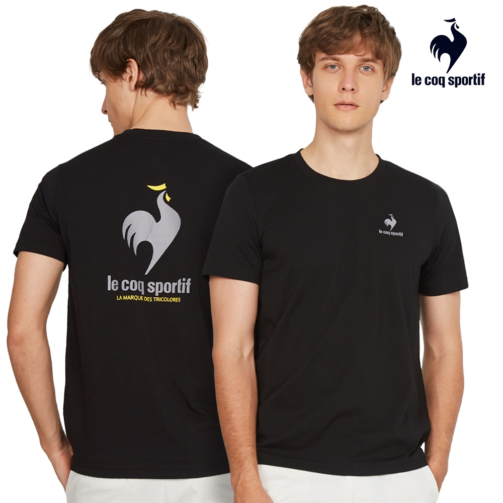 【LE COQ SPORTIF 法國公雞】休閒基礎短袖T恤-男女款-黑色-LWT23902