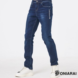 BLUE WAY 鬼洗 ONIARAI - 男款 755新天絲打摺彈性中低腰丹寧小直筒褲(深藍)