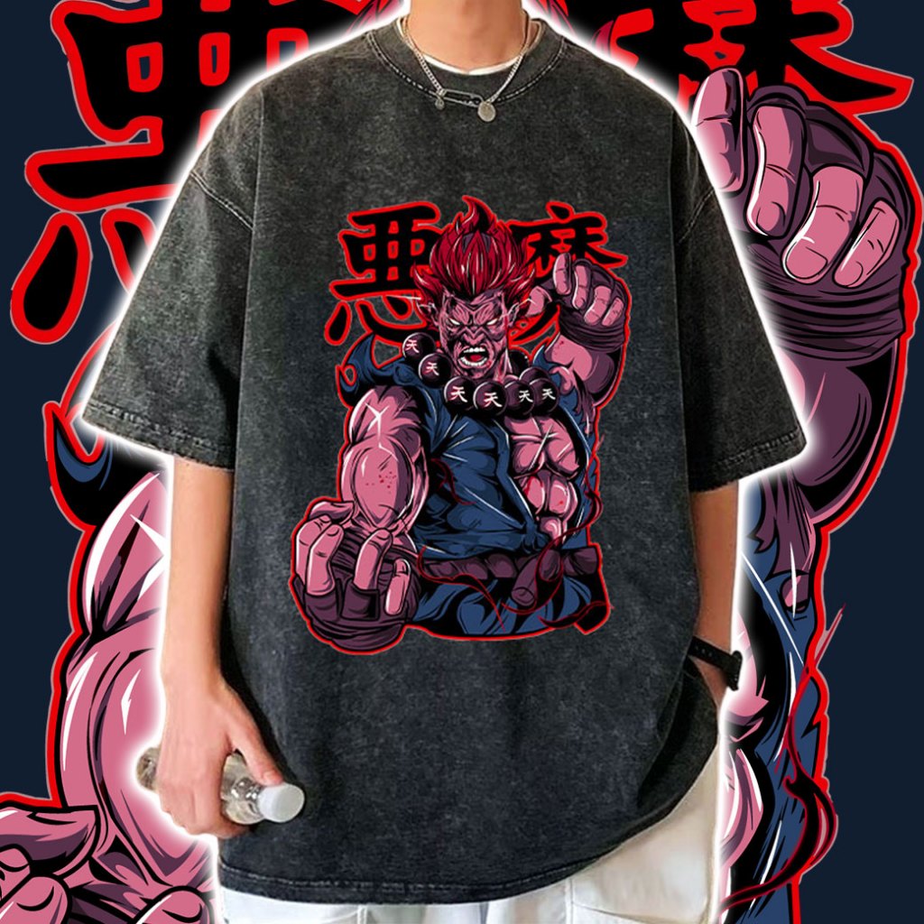 #現貨 免運  豪鬼 快打旋風 STREET FIGHTER 惡魔AKUMA 做舊水洗純棉短TEE 台灣製