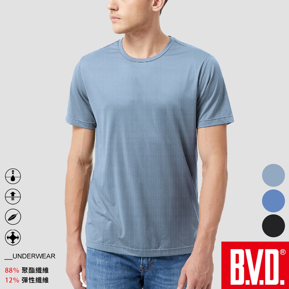 BVD 沁涼透氣速乾圓領短袖衫-原廠正品(輕量 沁涼 速乾)