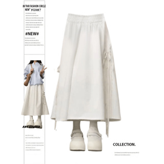【ANT】設計款半身裙 蝴蝶結 白色洋裝 半身裙 雪紡洋裝 白色長裙 白色裙子 蝴蝶結洋裝 學院風套裝 襯衫外套 襯衫女