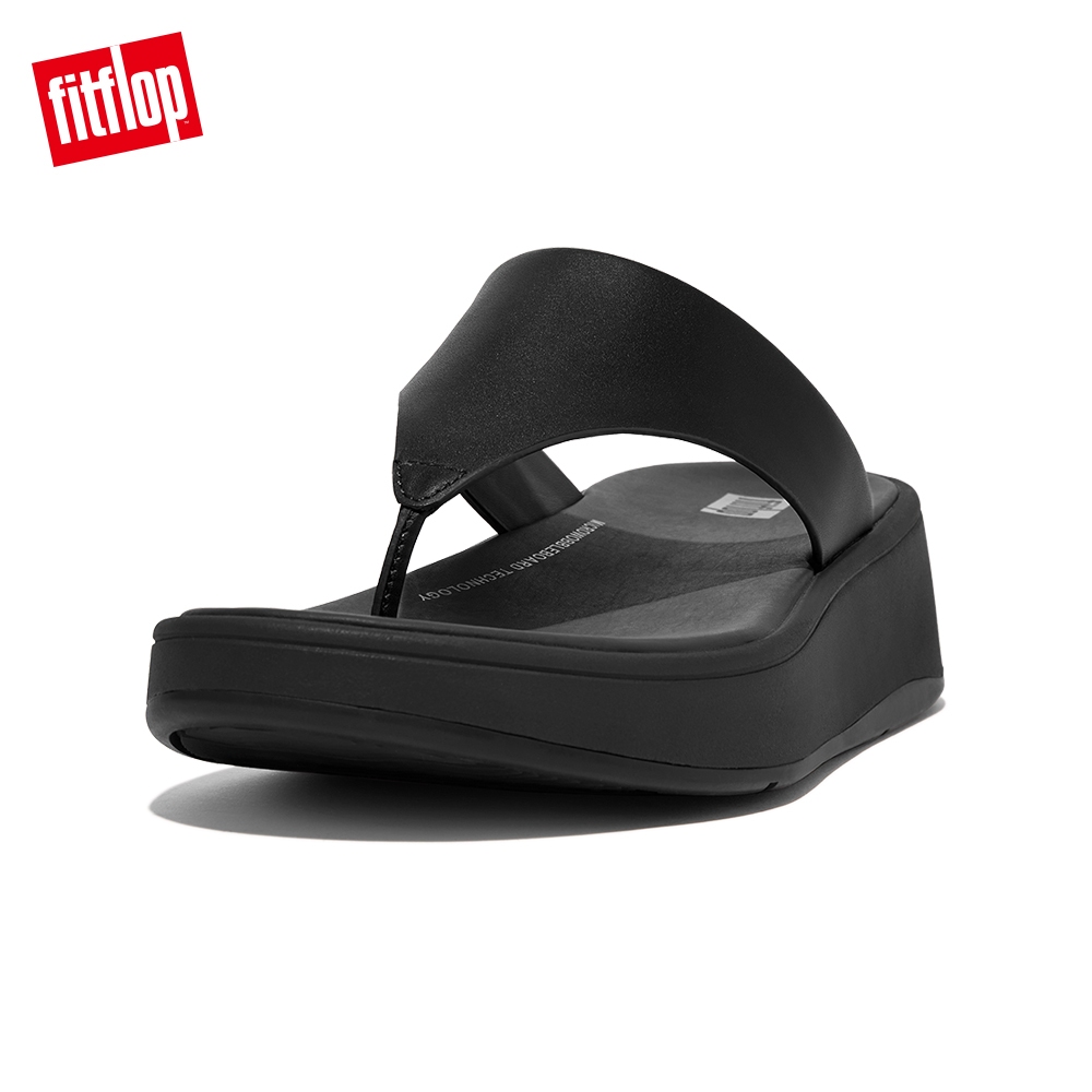 【FitFlop】F-MODE LEATHER TOE-POST SANDALS 厚底夾腳涼鞋-女(靚黑色)