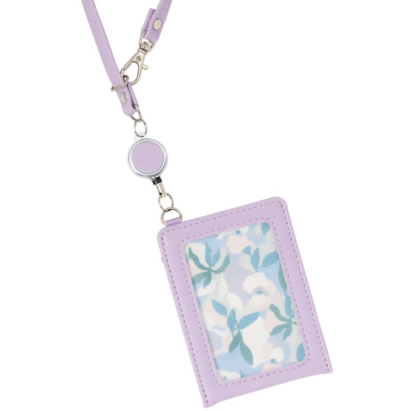 現貨 日本代購 超美花卉 紫色 Reimei 伸縮 票卡匣 悠遊卡 識別證 鑰匙包 交通卡 通行證 Nofes 帶捲軸