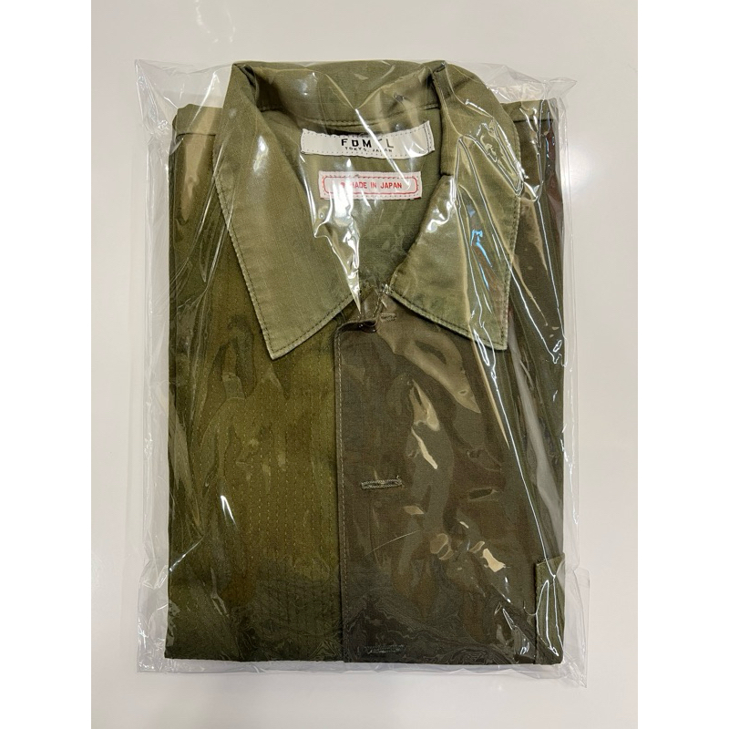 釋出 少穿 日本製 FDMTL 軍綠拼接短袖襯衫 2號 職人手工染製