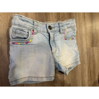 Carters 女童二手彩色刺繡牛仔鬆緊短褲 4t