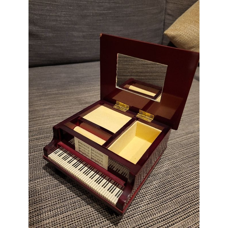 日本製 早期復古木製鋼琴音樂盒 珠寶盒 首飾盒 擺件 擺飾 老物 古董 二手 無原盒
