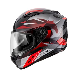 【豪新安全帽部品】SOL SF-6 SF6 獨角獸 黑紅 彩繪 全罩帽 內建墨鏡 安全帽 免運費