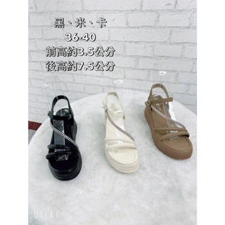 DoubleE【現貨+預購】鑽石線條楔型鞋 厚底涼鞋 高跟涼鞋 羅馬涼鞋