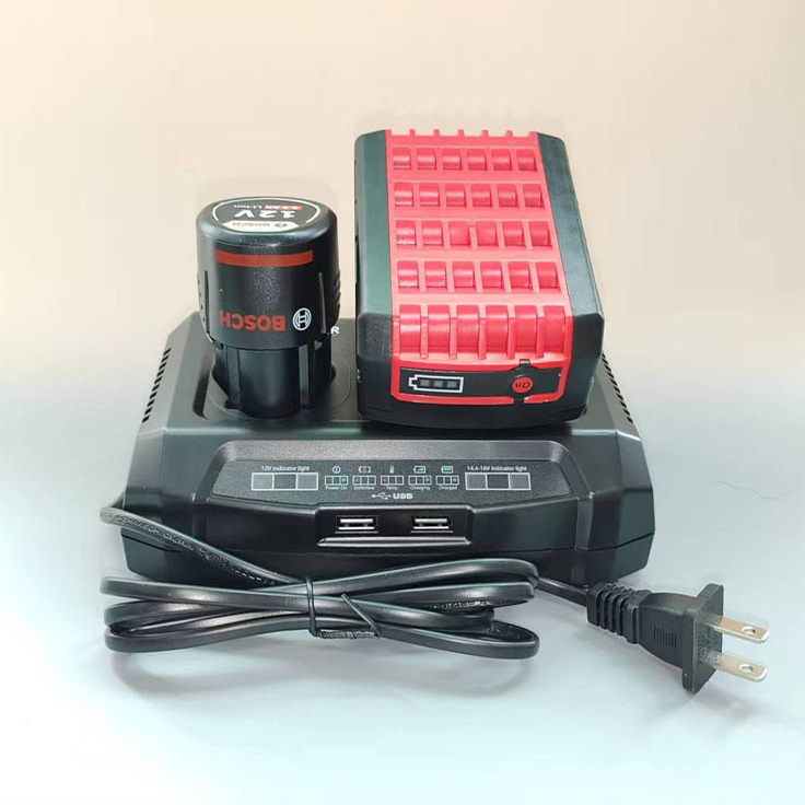 博世18v充電器 雙充GAX1218V雙口快速充電器適用於BOSCH博世10.8V-20V電動工具 3FBM