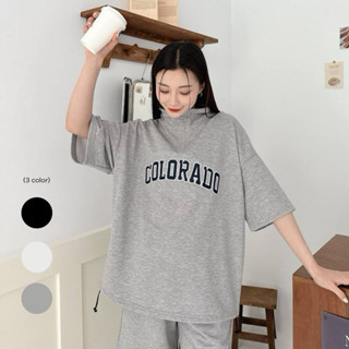 [HYC] 韓國 COLORADO 拉鍊 高領 刺繡 電繡 造型 短袖 復古 半高領 開襟拉鍊 寬鬆 厚磅 純棉上衣