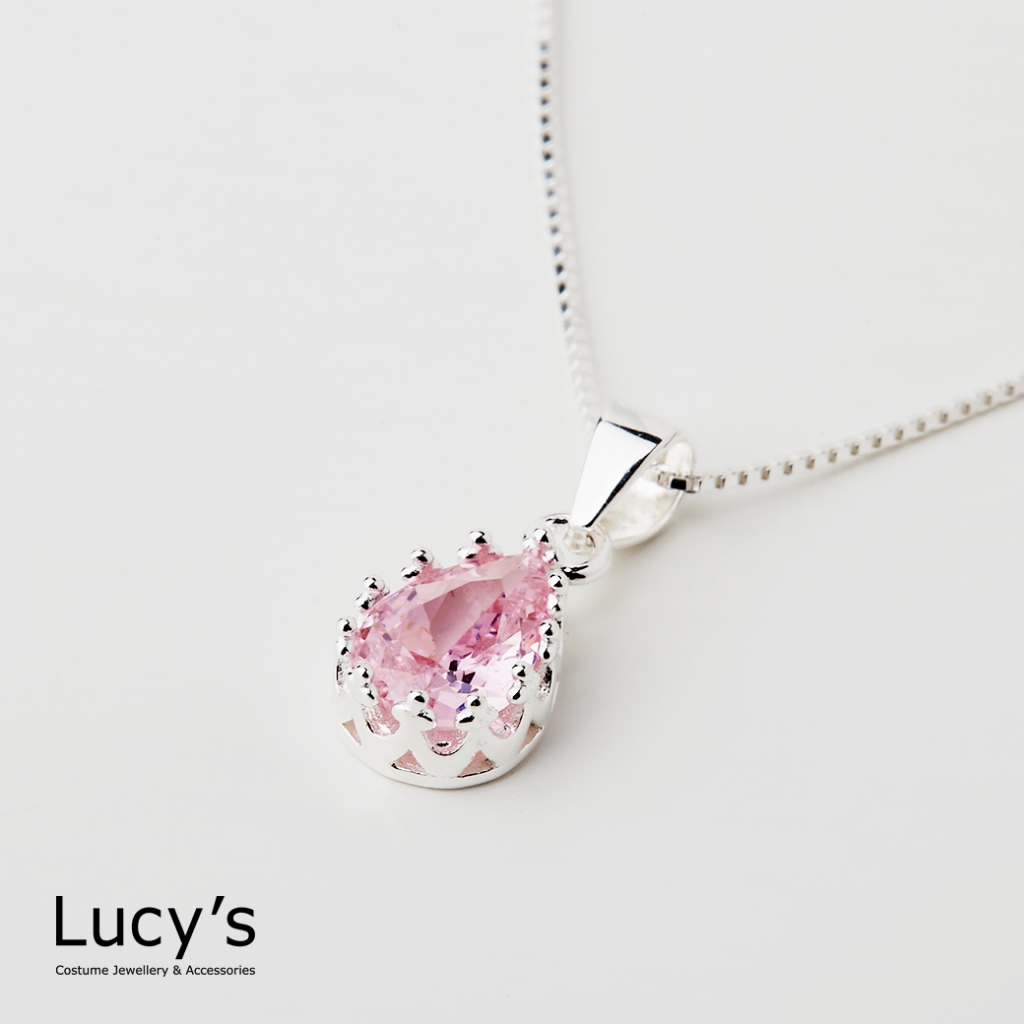 Lucy's 925純銀 水滴框鑽 項鍊 (112301)