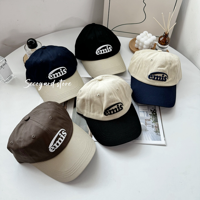 韓國🇰🇷代購🔥 EMIS 經典Logo 拼接撞色 拼接款 鴨舌帽 老帽 棒球帽 帽子 遮陽防曬帽 字母款 棒球帽