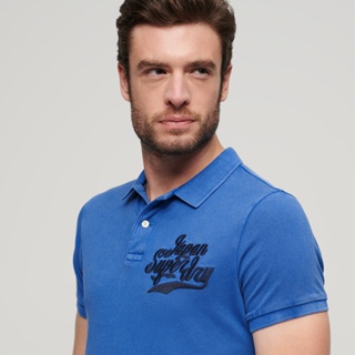 【Superdry】男裝 短袖 POLO衫 Applique Classic 摩納哥藍