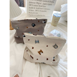 刺繡貓咪質感化妝包🐈大容量 收納袋 手拿包 袋中袋