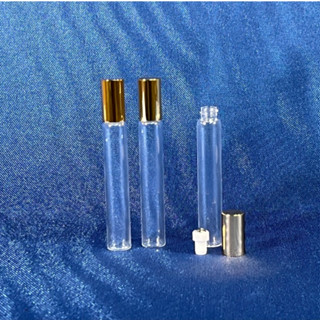 阿瓶 10ml 透明玻璃滾珠瓶 316不鏽鋼鋼珠頭滾珠瓶 配金蓋 純精油分裝/按摩油/香水 (臺灣製造）