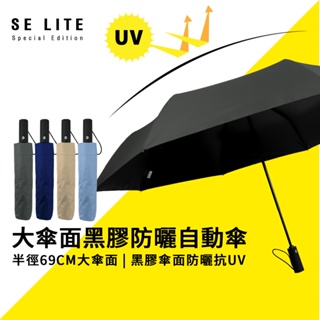 【SE Lite】27吋大傘面黑膠防風自動傘_鐵灰 抗風 大傘面 自動傘 黑膠 降溫 晴雨傘